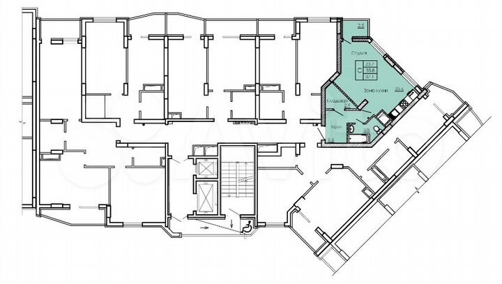 Квартира-студия, 37,1 м², 6/18 эт.