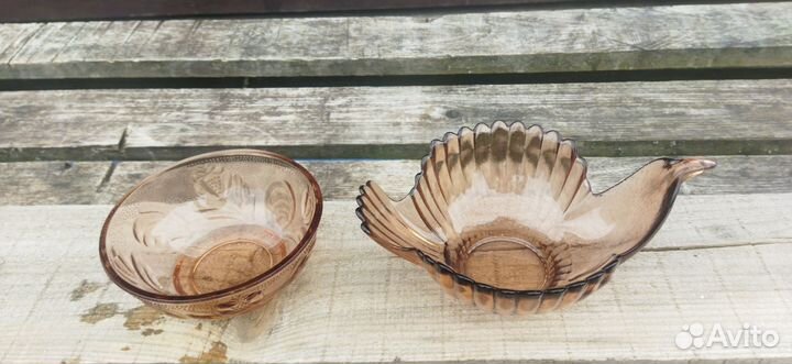 Вазы, салатники, конфетницы цветное стекло СССР