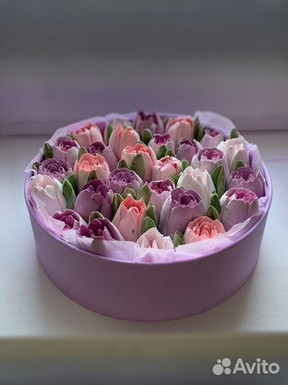 Съедобные цветы, зефирный букет, зефир, тюльпаны