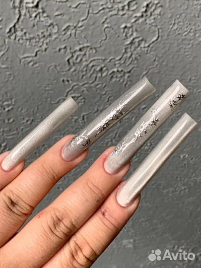 Маникюр наращивание crazy дизайн экстра длина