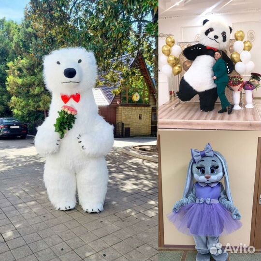 Белый Мишка, Чебураш, Панда, Зайка аниматор