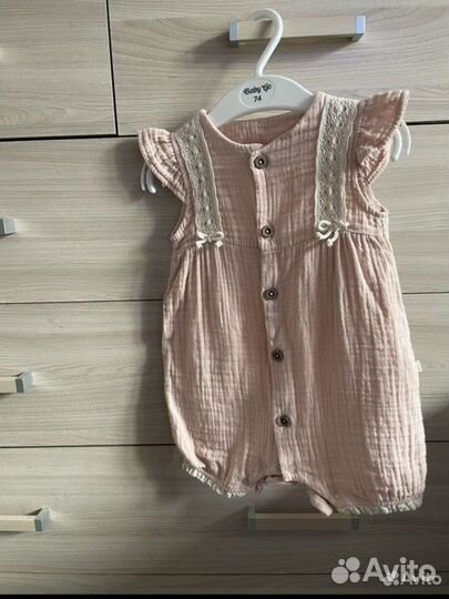 Муслиновый боди на малышку 62 р