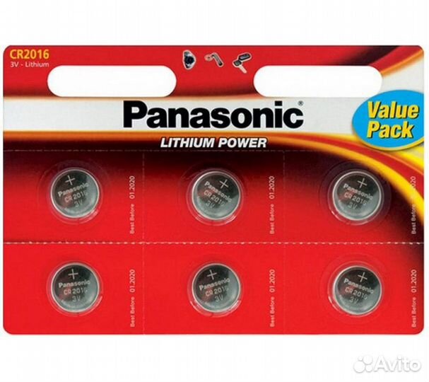 Батарейки Panasonic CR-2016EL/6B дисковые литиевые
