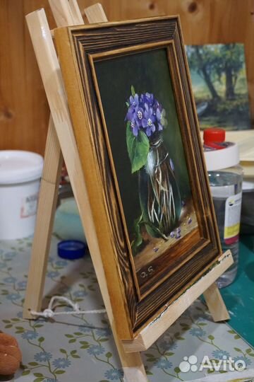 Картина маслом цветы в раме 