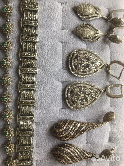 Серьги, кольца, 925 серебро