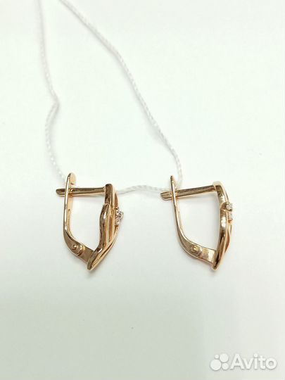 Серьги с синтетическим камнем Золото