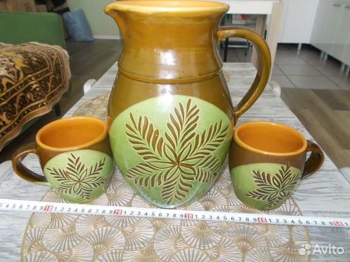 Кувшин керамика две кружки
