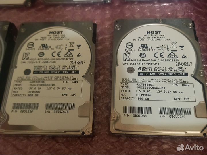 Лот 8 дисков 900gb hgst HUC101890CSS204