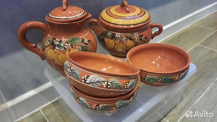 Керамический набор посуды для окрошки