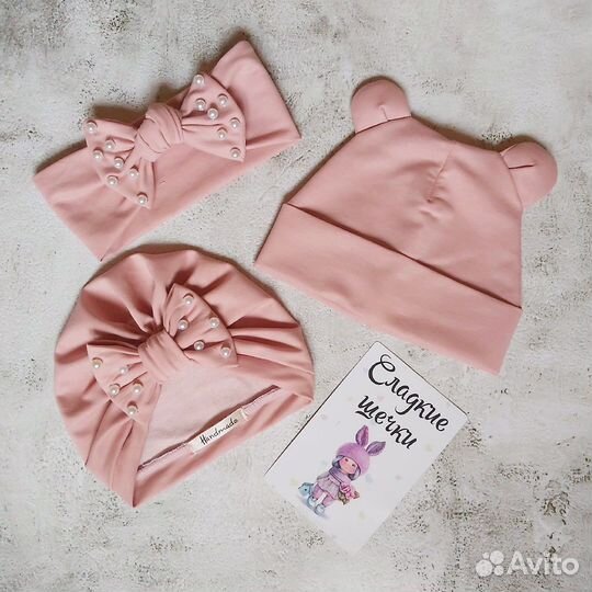 Шапка с бантом повязка