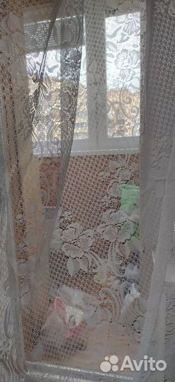 Тюль белый ажурный большой размер