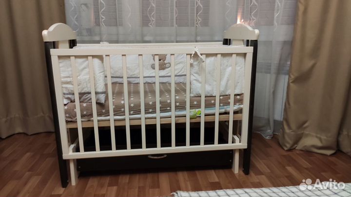 Детская кроватка Соня Мишка с-04 с ящиком