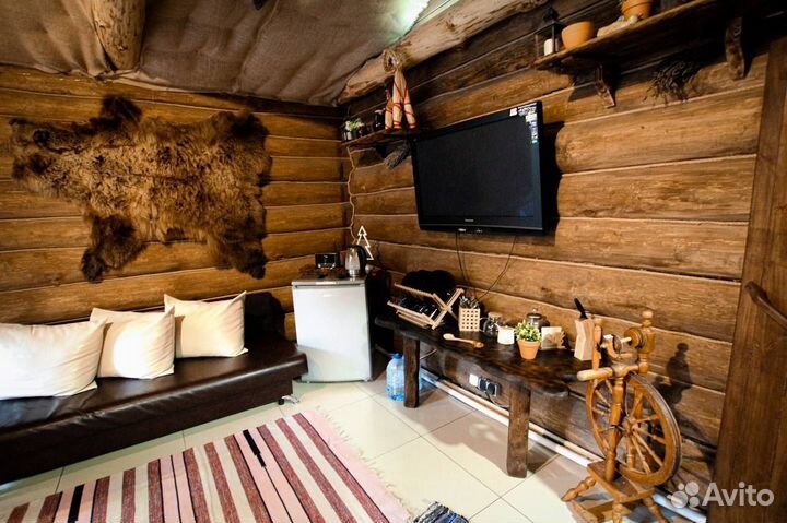 Русская баня на дровах с горячим банным чаном