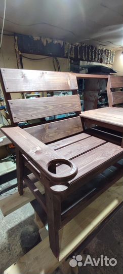 Лавка деревянная со столиком