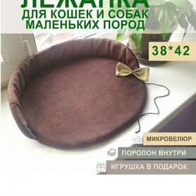 Интерьерная лежанка для кошек с бортиком и игрушк