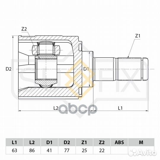 ШРУС hyundai/KIA solaris/RIO 11- 1.4-1.6 внутр