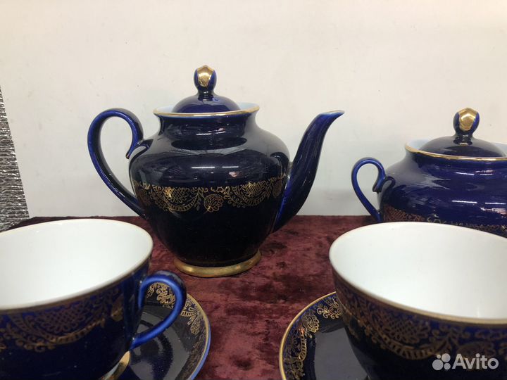 Сервиз чайный лфз кобальт СССР