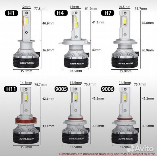 LED лампы dawn knight k7c H7 110w 6000K