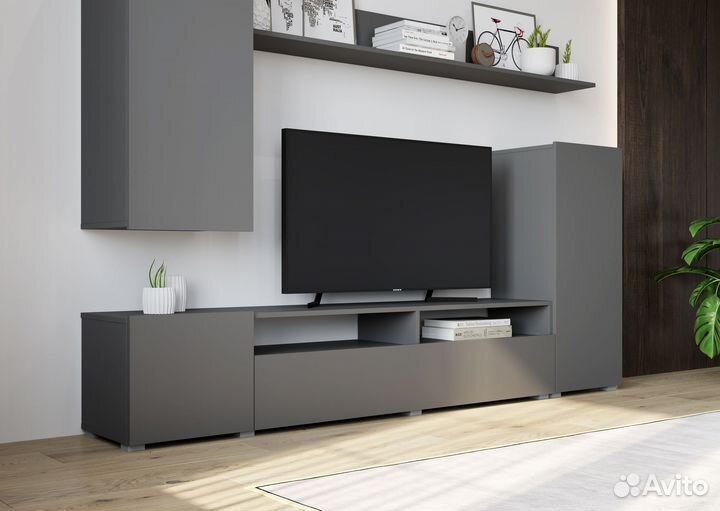 Стенка в гостиную Лира Графит Лдсп