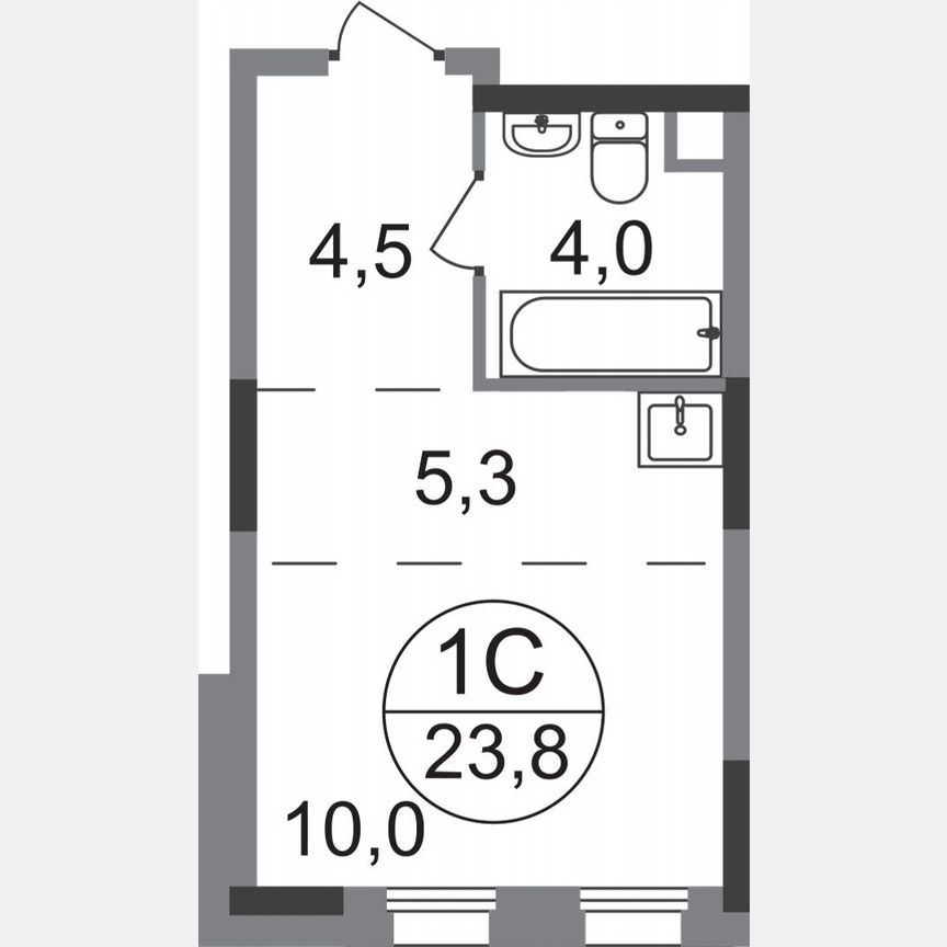 1-к. квартира, 23,8 м², 1/17 эт.