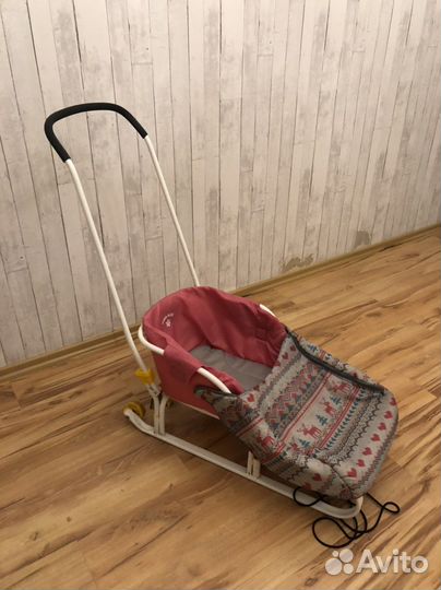 Коляска санки с ручкой