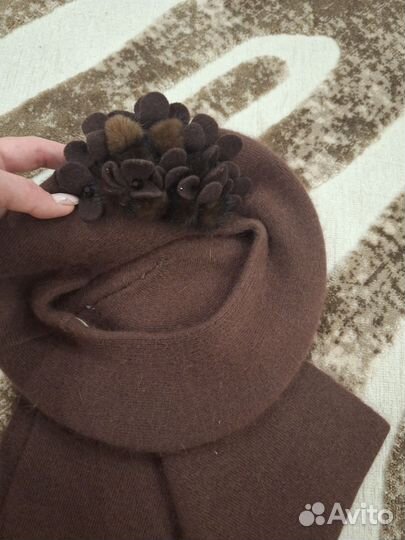 Берет+шарф из кашемира и шерсти