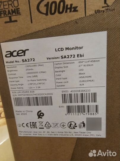 Новые мониторы Acer 27