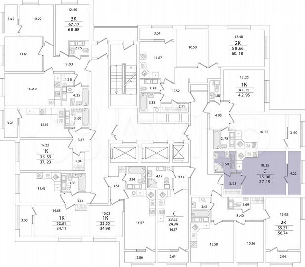 Квартира-студия, 27,2 м², 13/22 эт.