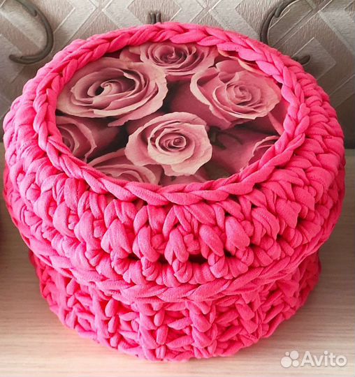 Корзина из трикотажной пряжи