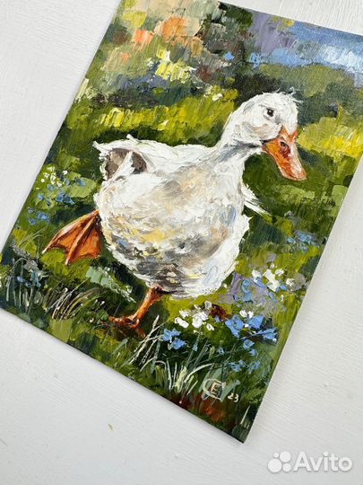 Картина маслом Гусь Картина с птицей масло