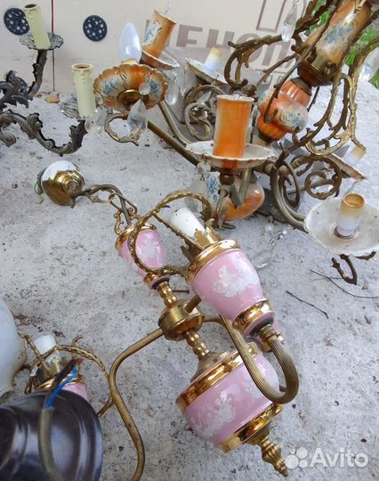 Старые бронзовые люстры СССР
