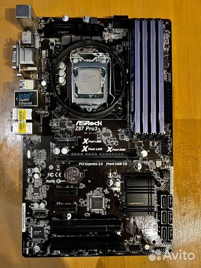 Комплект ASRock LGA1150 Z87 Pro3 + I5 4590 + 16 gb