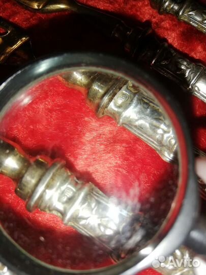 Десертные вилки и ножи, серебро 84 пробы