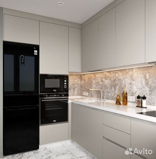 Угловая кухня в потолок. Кухонный гарнитур на зака