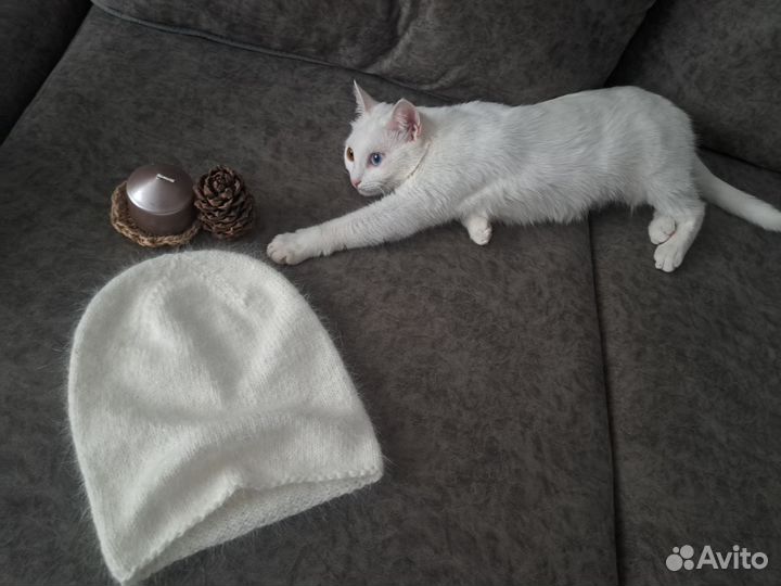 Шапка женская вязаная из пуха норки