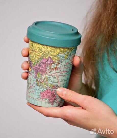 Бамбуковый стакан и ланч бокс с Картой мира