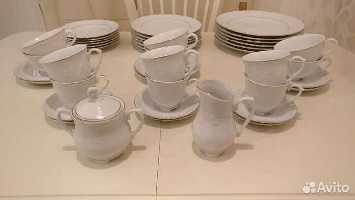 Новый фарфоровый набор тарелок, кофейный и чайный