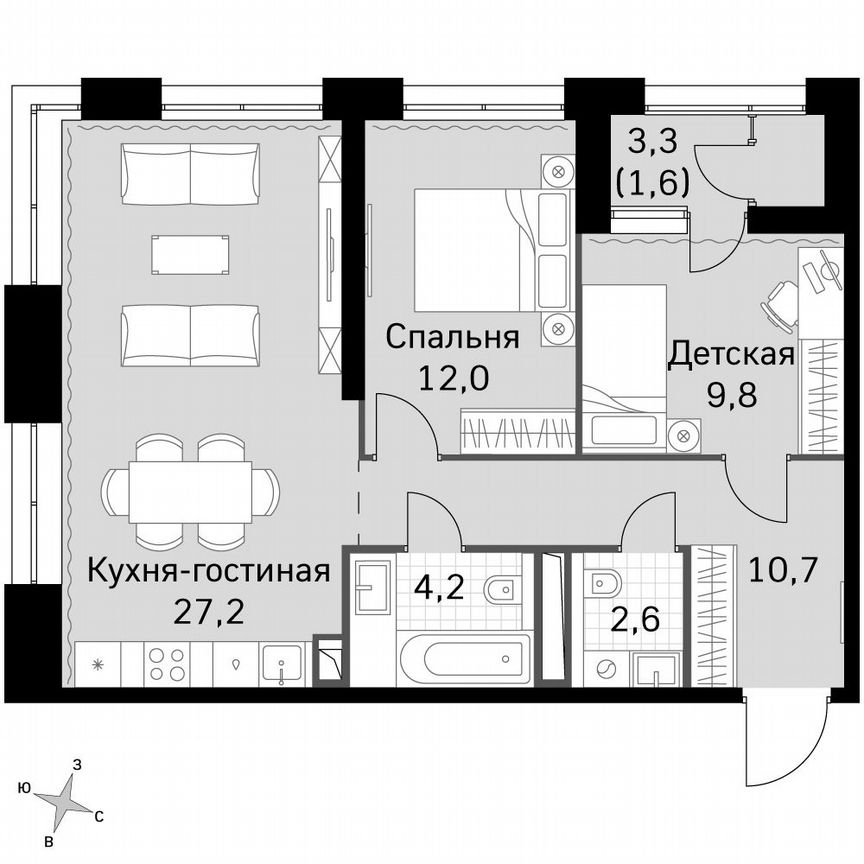 2-к. квартира, 68,2 м², 16/16 эт.