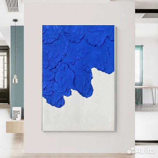 Текстурная картина маслом абстракция синим