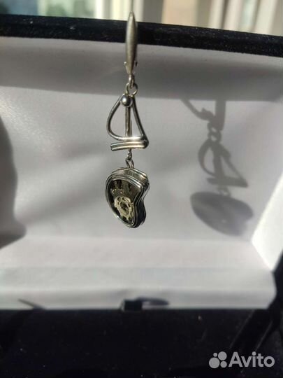 Комплект серьги и кольцо с аммонитом