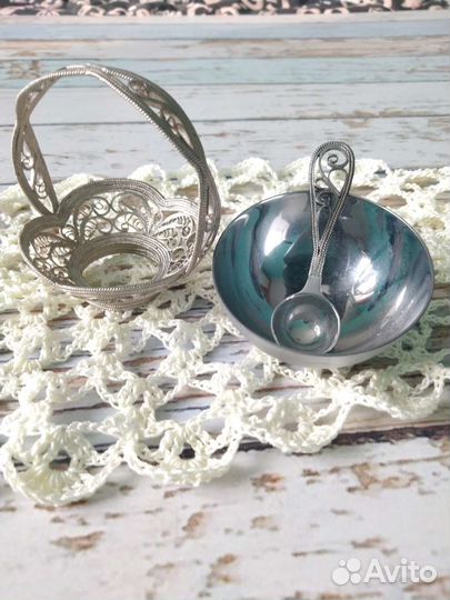 Мельхиоровая солонка СССР