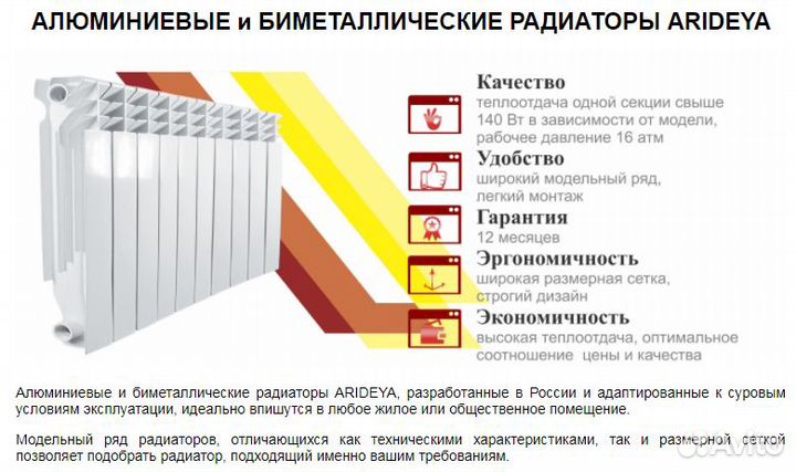 Радиатор Arideya 500/96 x1