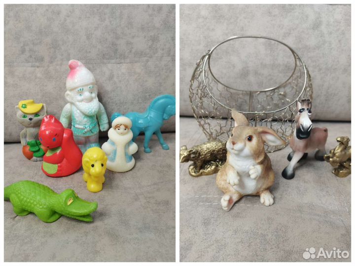 Игрушки пластиковые ссср,фигурки полистон,корзинка