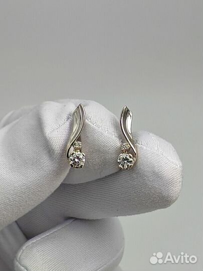 Золотые Серьги 585 пробы с бриллиантами. Рассрочка