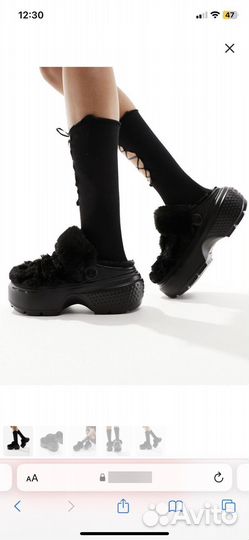 Crocs stomp с мехом на 39 40 на платформе