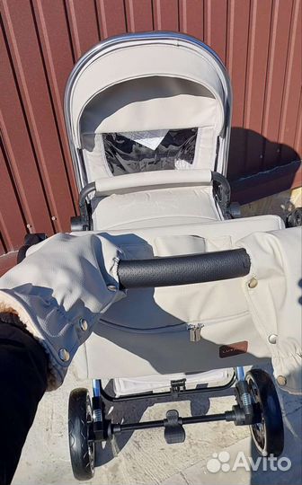 Коляска 2в1 Новая Кожа (светло-серая)