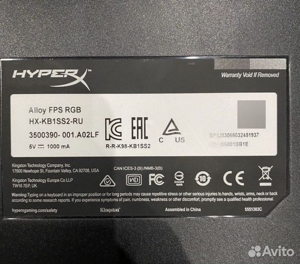 Игровая клавиатура Hyperx alloy fps rgb