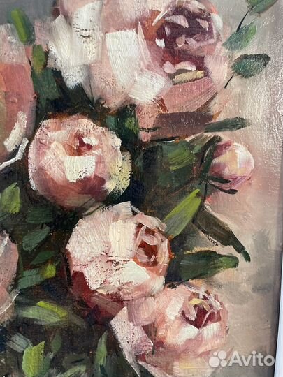 Картина маслом на холсте пионы