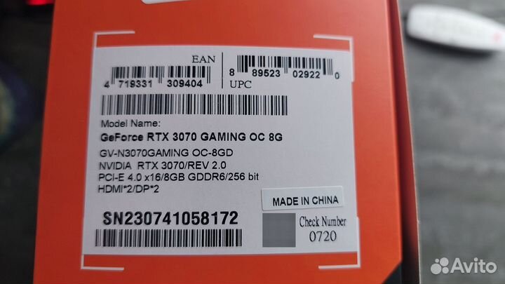 Видеокарта Gigabyte GeForce RTX 3070 Gaming OC 8G