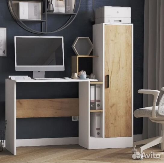 Компьютерный стол скм-1 белый/дуб крафт